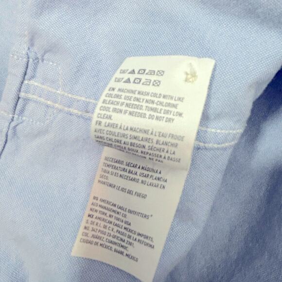 American Eagle Blue Casual Button-Down Shirt Seriously Soft Classic Size Large - Picture 11 of 13